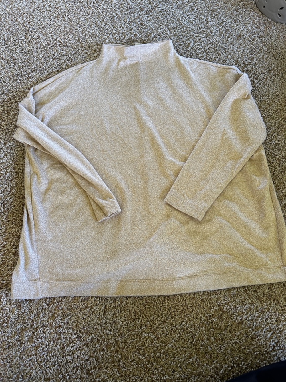 LOFT Beige Marled Mock Neck Pullover